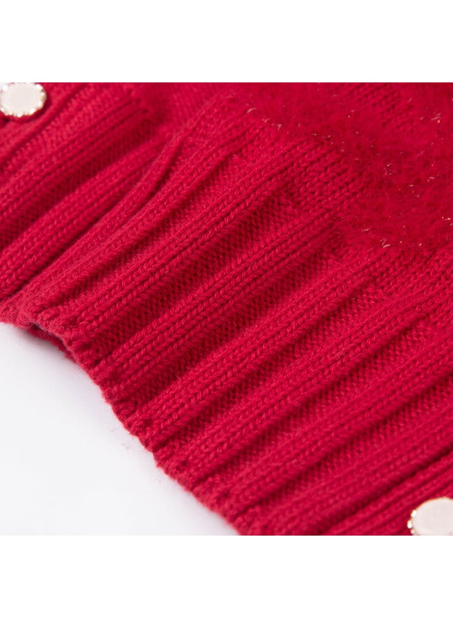 Souhait Girls' Sweater Autumn New Children's Knitted Cardigan Classic Red 105 - Image 3