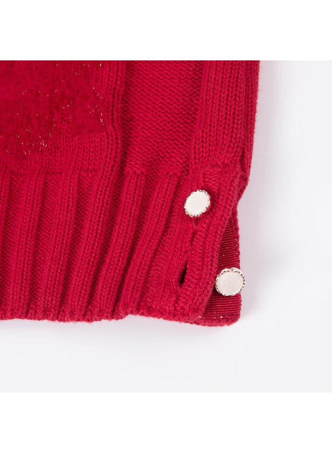 Souhait Girls' Sweater Autumn New Children's Knitted Cardigan Classic Red 105 - Image 4