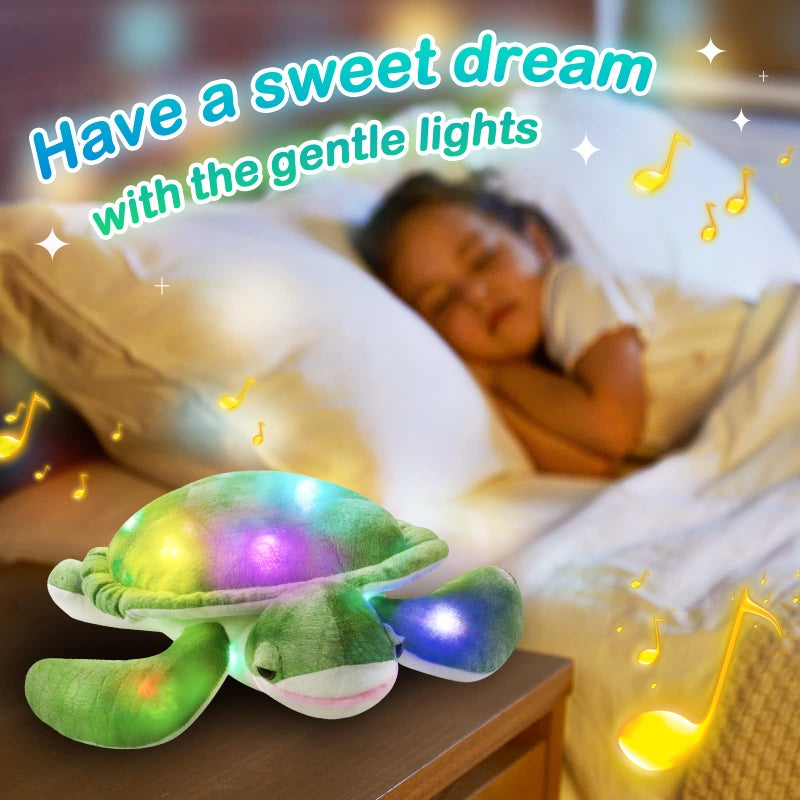 Glow Guards 14'' Light up Musical Sea Turtle Stuffed Animal Ocean Life Soft Plush Toy Pillow with Lullabies LED Night Lights Singing Children's Day Birthday Gifts for Toddler Kids - Image 3