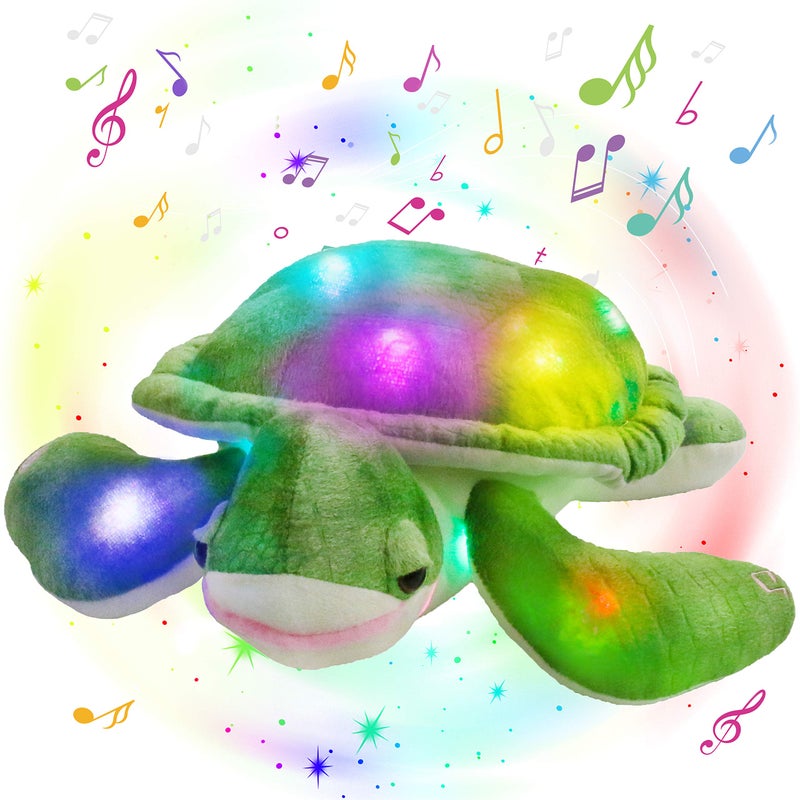 Glow Guards 14'' Light up Musical Sea Turtle Stuffed Animal Ocean Life Soft Plush Toy Pillow with Lullabies LED Night Lights Singing Children's Day Birthday Gifts for Toddler Kids - Image 1