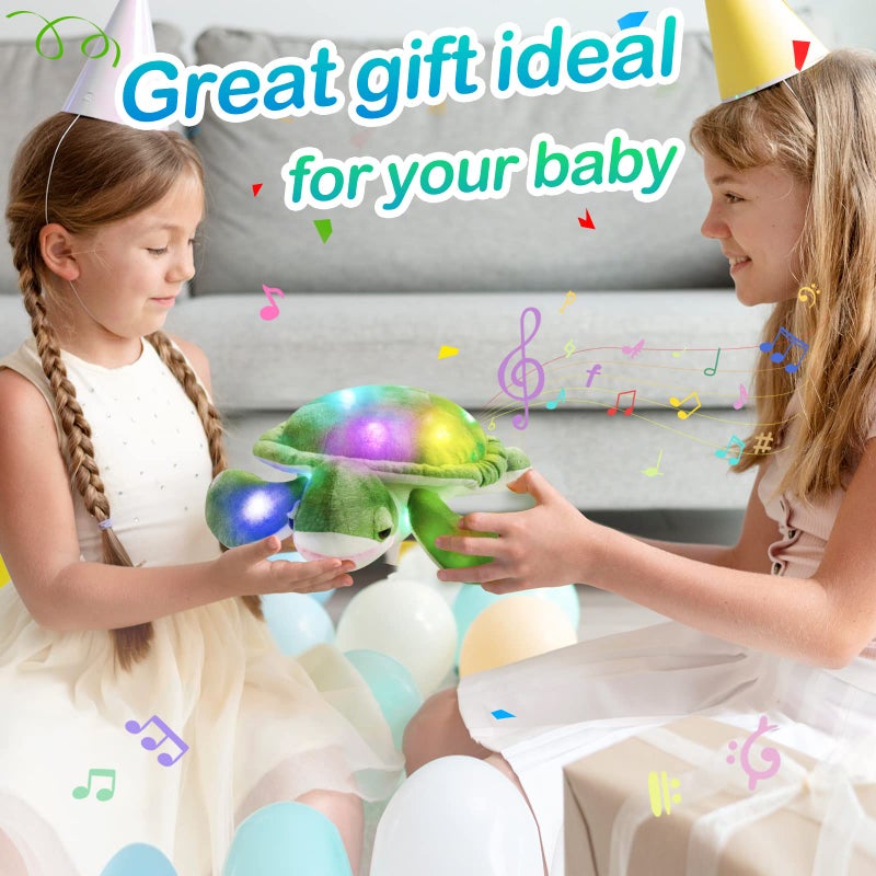 Glow Guards 14'' Light up Musical Sea Turtle Stuffed Animal Ocean Life Soft Plush Toy Pillow with Lullabies LED Night Lights Singing Children's Day Birthday Gifts for Toddler Kids - Image 5