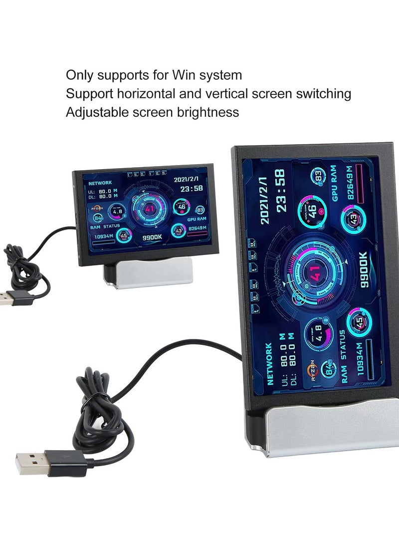 PC CPU Data Monitor, 5 inch IPS USB Mini Screen AIDA64 PC CPU RAM HDD Data Monitor Computer Temperature Display