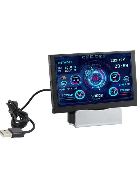 PC CPU Data Monitor, 5 inch IPS USB Mini Screen AIDA64 PC CPU RAM HDD Data Monitor Computer Temperature Display