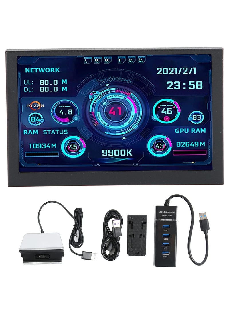 PC CPU Data Monitor, 5 inch IPS USB Mini Screen AIDA64 PC CPU RAM HDD Data Monitor Computer Temperature Display