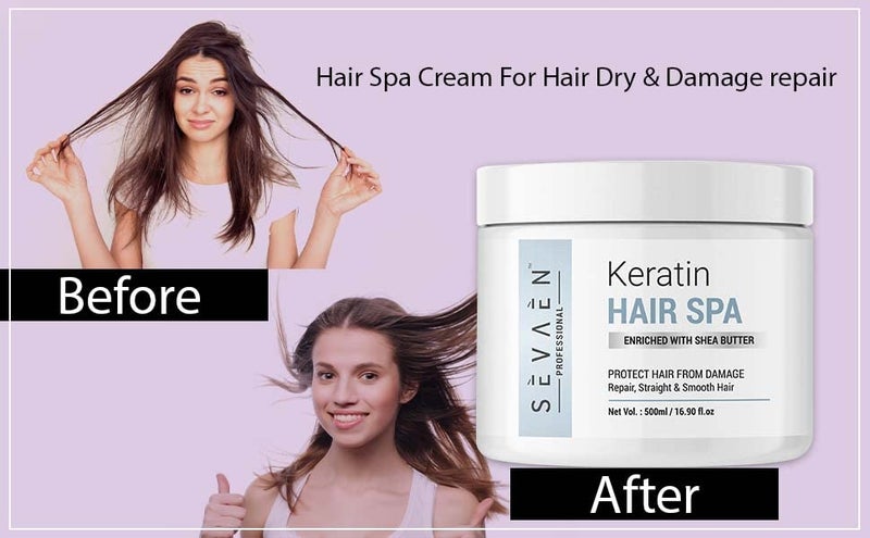 SEVAEN Keratin Hair Spa Cream Floral For Hair Dry  Damage repair And Strengthening  Smoothing Hair With Deep Conditioning Treatment  500gm - Image 4