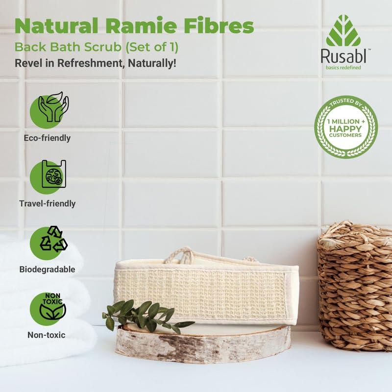 Rusabl Ramie Body Back Scrubber For Body Deep Cleansing and Scrubbing (Pack of 1) Reusable Exfoliating Scrub Sponge, Made of Natural Fibre, Scrubber for Men and Women, Cleanses and Gently Exfoliates Skin - Image 2