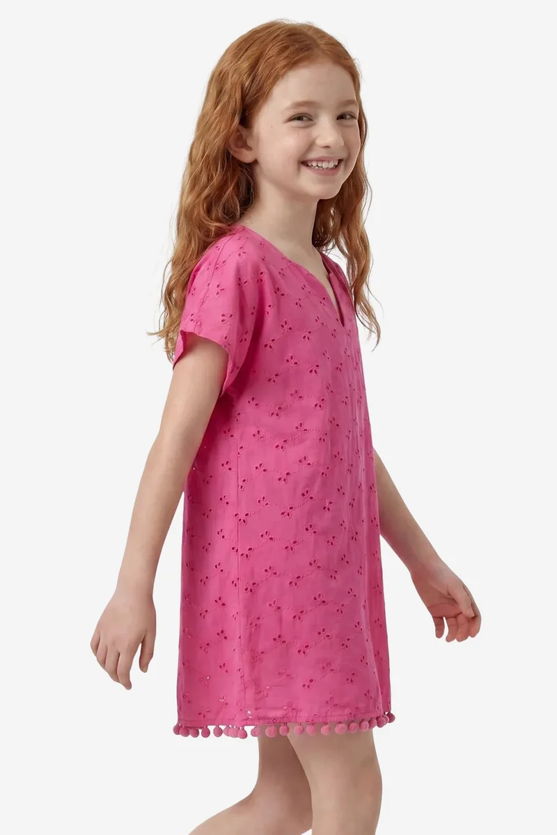 بنتي PENTI Broderie Floral Pom-Pom Kaftan