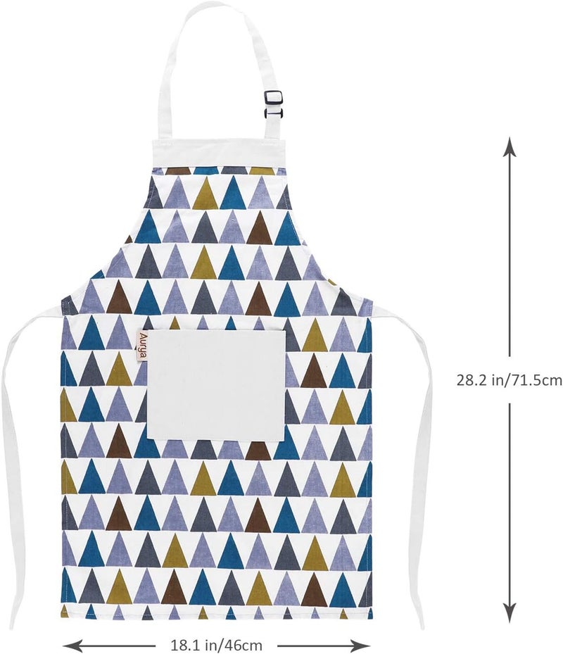 Aurya Kids Apron and Chef Hat Set-Adjustable Child Apron for Boys and Girls for Cooking Baking Triangles - Image 4