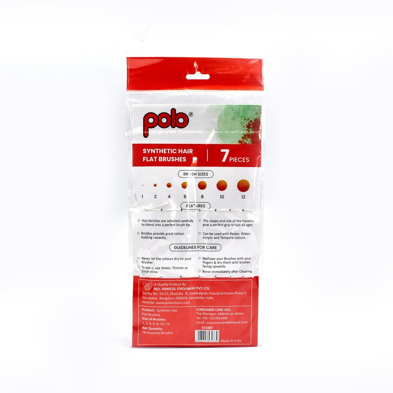 polo Synthetic Hair Flat Brush Set - 7 Piece Collection | Professional Flat Artist Brushes for Acrylic, Watercolor, Oil Painting | Durable, Precise, and Easy to Clean - Image 2