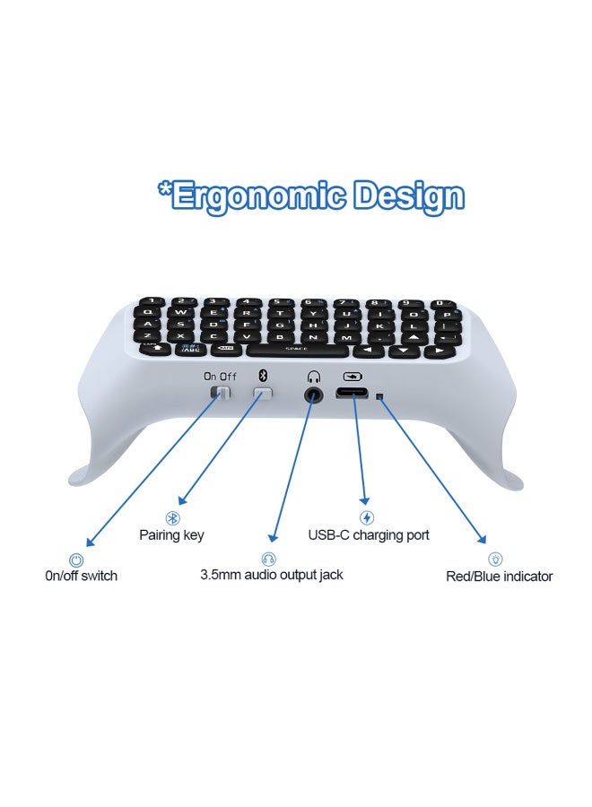 JYS Wireless Controller External Keyboard for PS5 Bluetooth 3.0 Mini Gamepad Chatpad with Built-in Speaker 3.5MM Audio Jack for Playstation 5 Voice Chat Board - Image 3