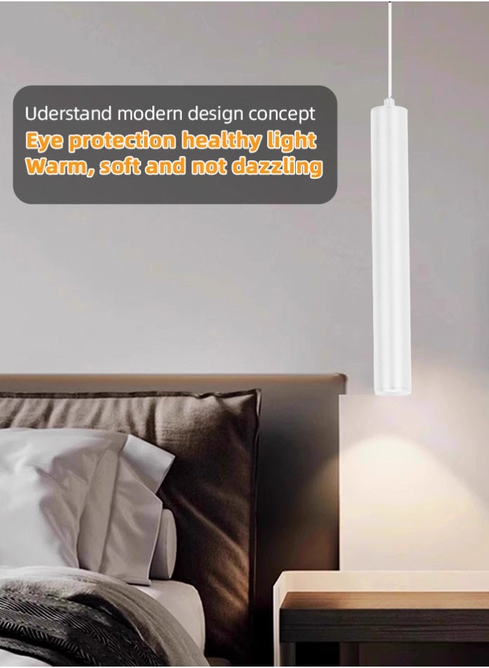 Vmax Modern Pendant Light Ceiling Lamp, 3000K Warm White, Hanging LED Tube Light, Chandelier Spot Light, for Kitchen, Bedroom, Living Room (White, 6W 4 * 30cm, Warm White) - Image 2