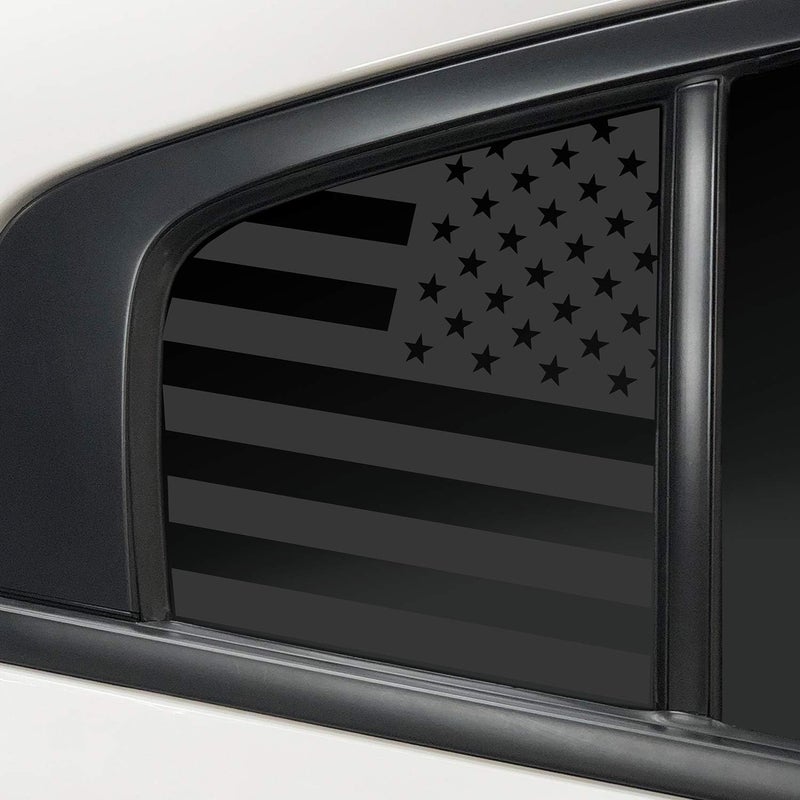 Bogar Tech Designs - PRECUT Quarter Window American Flag Vinyl Decal Compatible with Dodge Charger 2011-2023, Matte Black - Image 1