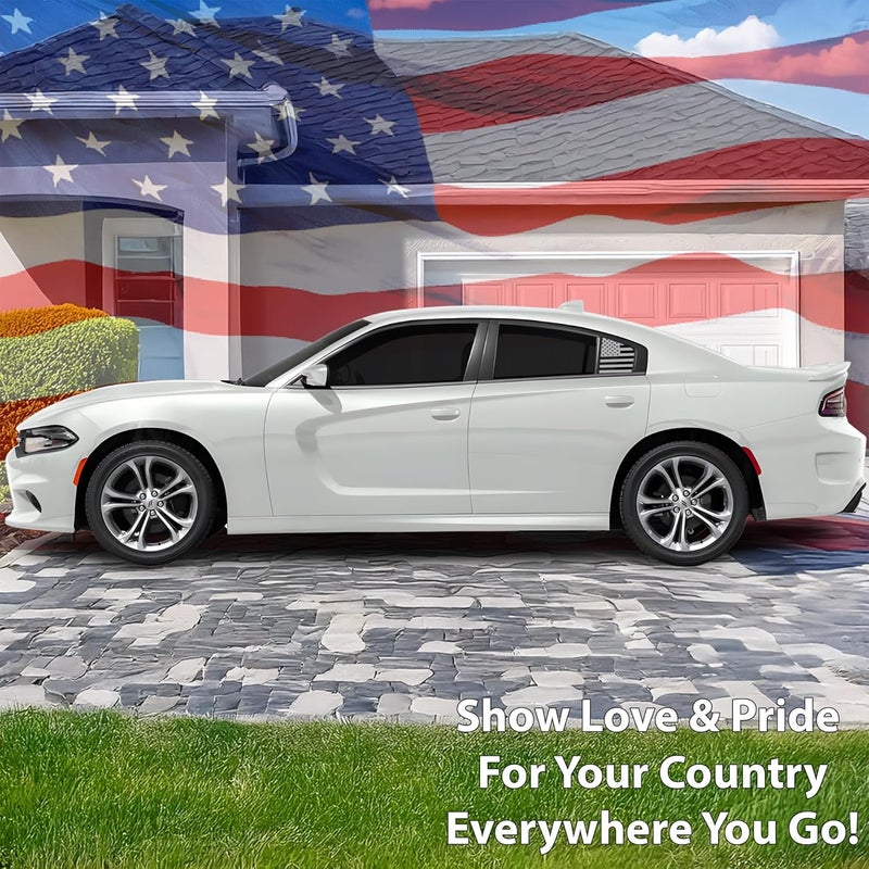 Bogar Tech Designs - PRECUT Quarter Window American Flag Vinyl Decal Compatible with Dodge Charger 2011-2023, Matte Black - Image 2