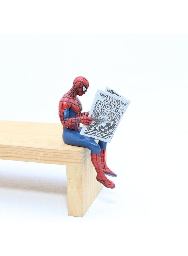 general 4psc Spider-Man reading newspaper Backpack Casual Version hand-made model home desktop Car cake decoration decoration  - Image 3