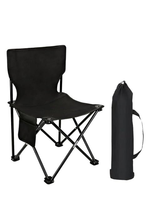 Folding camping chair, portable outdoor backpack chair with portable bag, black