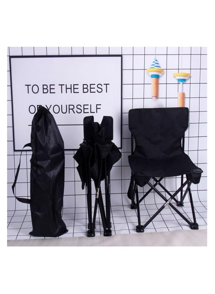 Folding camping chair, portable outdoor backpack chair with portable bag, black