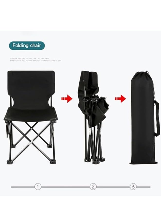 Folding camping chair, portable outdoor backpack chair with portable bag, black