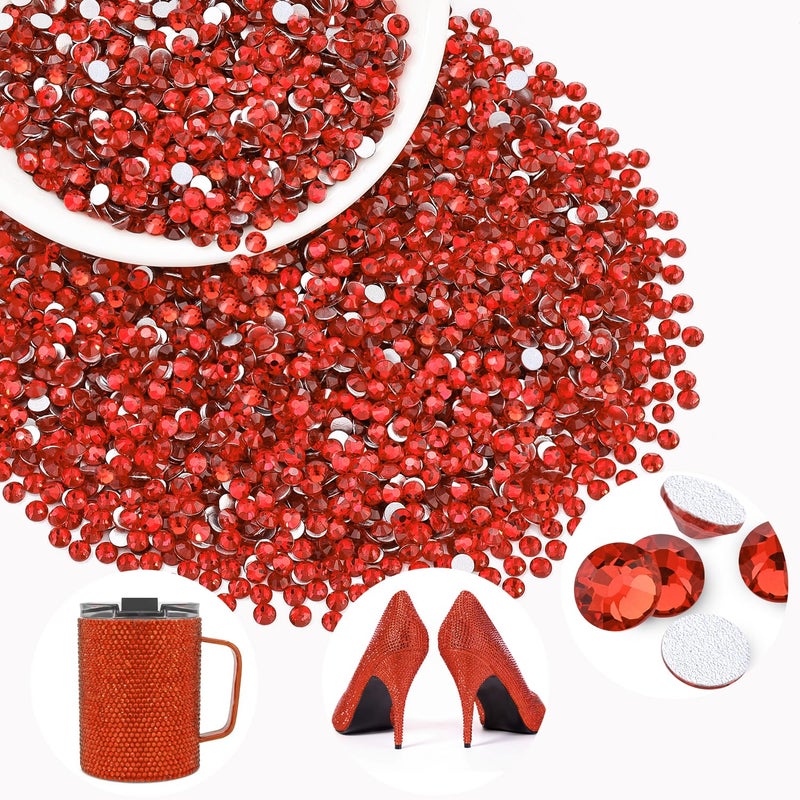 BELLEBOOST 2500PCS SS10/2.8mm Glass Crystal Rhinestones (Light Red/Light Siam), Flatback Red Rhinestones for Bedazzling Crafting DIY Crafts Nail Art Makeup, Gems Diamond Charms for Tumbler Shoes Clothing Mug - Image 1