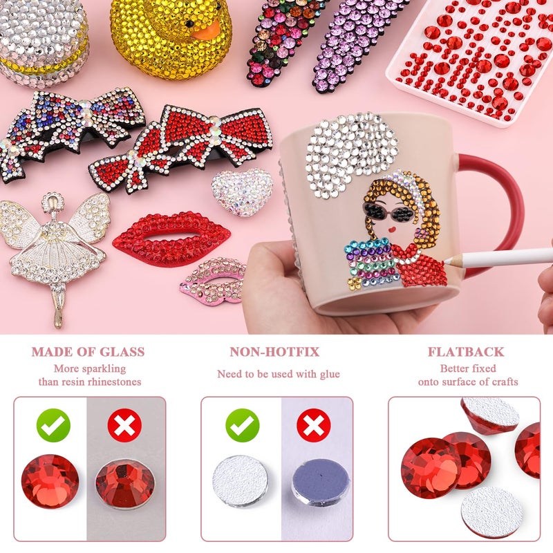 BELLEBOOST 2500PCS SS10/2.8mm Glass Crystal Rhinestones (Light Red/Light Siam), Flatback Red Rhinestones for Bedazzling Crafting DIY Crafts Nail Art Makeup, Gems Diamond Charms for Tumbler Shoes Clothing Mug - Image 4