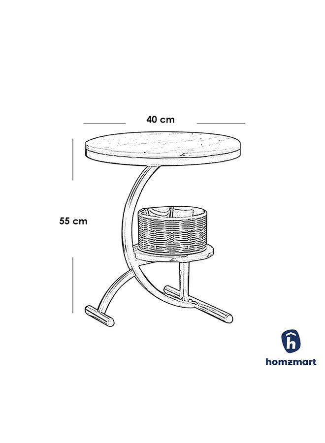 هومزمارت طاولة جانبية حديد وخشب رخامي وام دي اف اسود وذهبي -  40×40×55 سم - Image 2