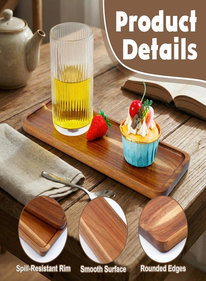 Bgtecho 2 Pack Rectangular Wooden Platters, 11.4 x 4.1 Inch Acacia Wood Serving Tray, Long Rectangle Wood Platter Board for Cheese, Snack, Dessert, Food Display Home Decor - Image 4