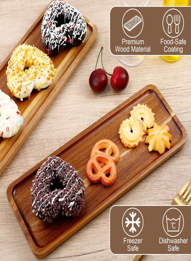 Bgtecho 2 Pack Rectangular Wooden Platters, 11.4 x 4.1 Inch Acacia Wood Serving Tray, Long Rectangle Wood Platter Board for Cheese, Snack, Dessert, Food Display Home Decor - Image 3