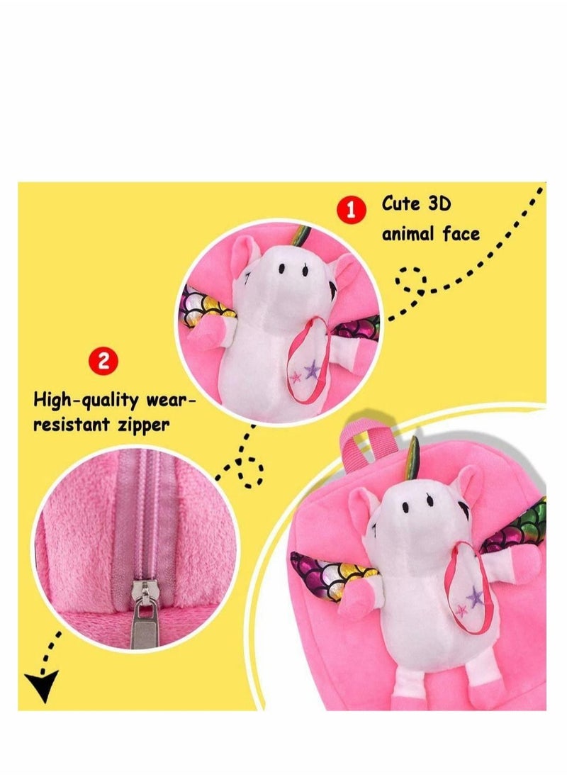 Generic - Unicorn School Backpack, Cute Fluffy Pink Unicorn Bag with Rainbow Effect School Bag, Rucksack, Any Custom Name for Kindergarten Nursery Kids Little Girls Toddler, Baby Toys, and Junior - Image 1