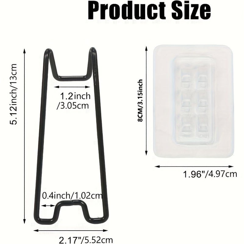 2 Piece Set Silvery Stainless Steel Photo Frame Stand Self Adhesive Adjustable 5.9 To 10.2 Inch Black Bohemian Style - Image 5