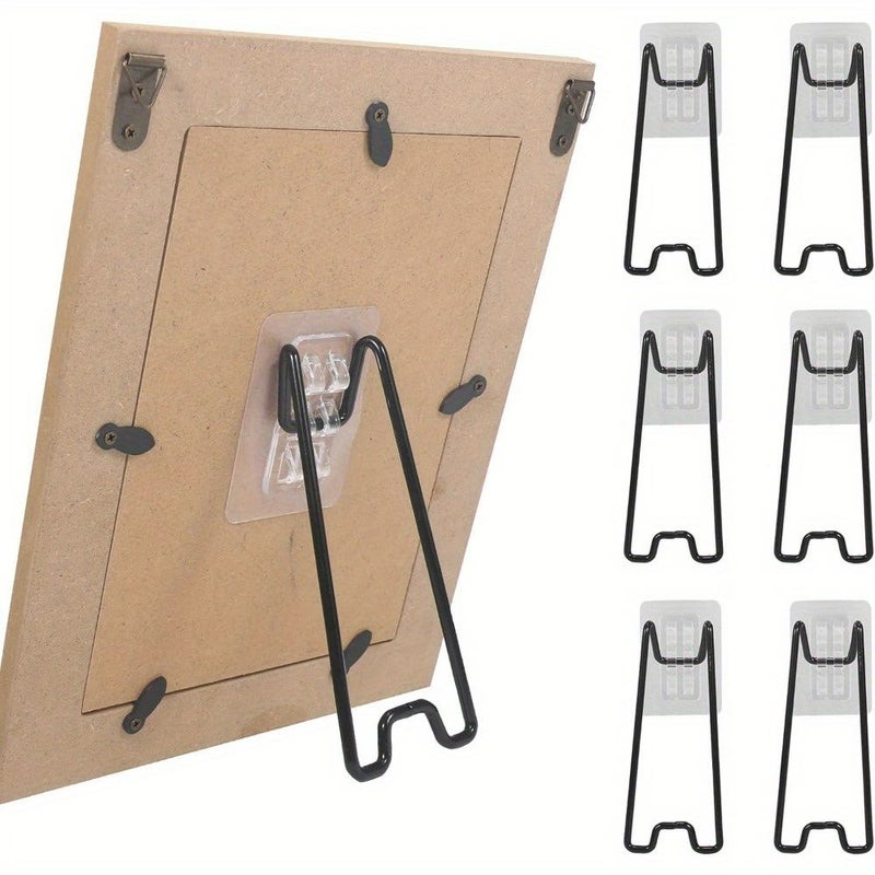 2 Piece Set Silvery Stainless Steel Photo Frame Stand Self Adhesive Adjustable 5.9 To 10.2 Inch Black Bohemian Style - Image 2