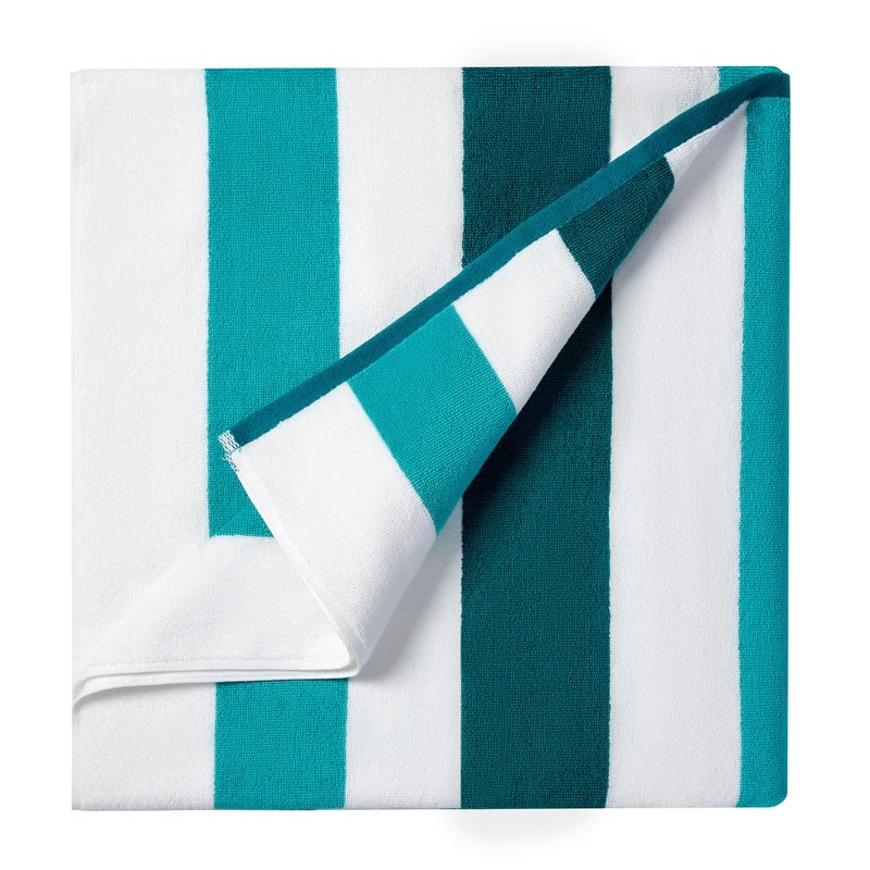 Bornbay Cotton Oversized Beach Towel  Extra Large 40X70 Plush Thick Pool Towel XL Fluffy Cyan Green Beach Towels Stripe Swimming Towel for Adults Mens Women