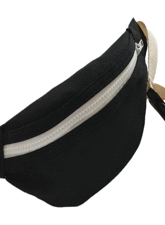 DB11 Unisex Boys' Girls' Waist Fanny Packs Solid Canvas Chest Crossbody Purse Bags 7 Colors (Black) - Image 3