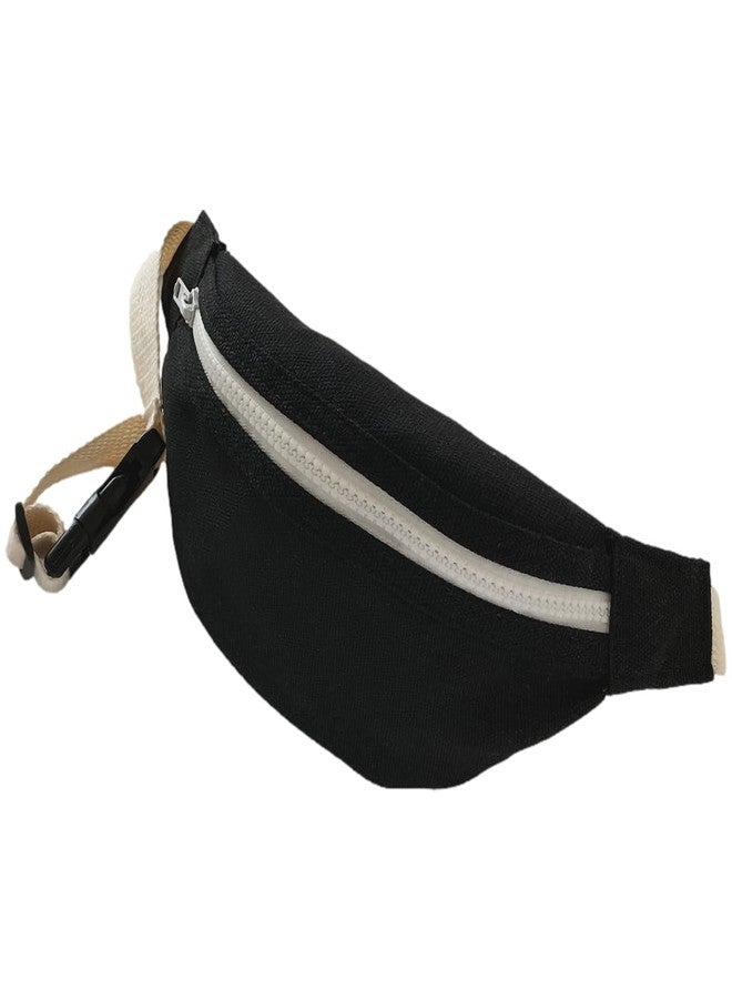DB11 Unisex Boys' Girls' Waist Fanny Packs Solid Canvas Chest Crossbody Purse Bags 7 Colors (Black) - Image 1