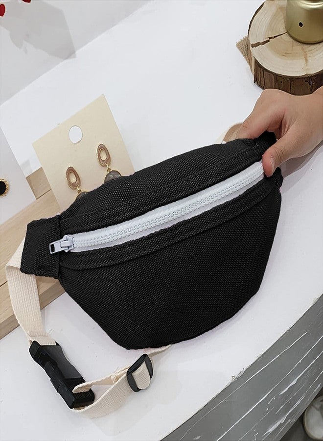DB11 Unisex Boys' Girls' Waist Fanny Packs Solid Canvas Chest Crossbody Purse Bags 7 Colors (Black) - Image 4