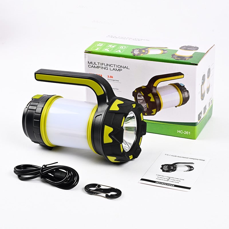 Outdoor Camping Portable Handheld Searchlight T6 Mining Cob Lamp Usb Charging Wilderness Lantern Wholesale Green 