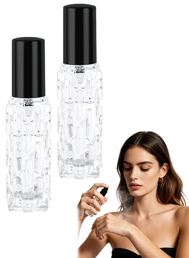 2PCS 10ML Refillable Travel Perfume Atomiser Bottles, Textured Glass Fine Mist Spray Bottle Portable Fragrance Dispenser for Women Men - Image 1