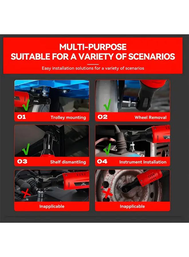 مفتاح كهربائي لاسلكي 45 نيوتن متر 3/8 بوصة مع بطاريتين وشاحن USB أداة إصلاح السيارات - Image 5