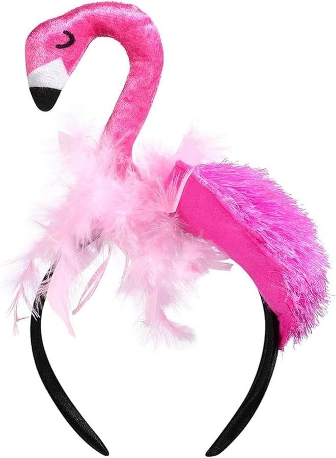 CARMELIT Pink Flamingo Headband Cute Flamingo Hat Creative Flamingo Headdress for Halloween Flamingo Headband for Women Carnival Tropical Party Hair Accessory - Image 1