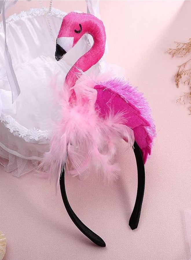 CARMELIT Pink Flamingo Headband Cute Flamingo Hat Creative Flamingo Headdress for Halloween Flamingo Headband for Women Carnival Tropical Party Hair Accessory - Image 5