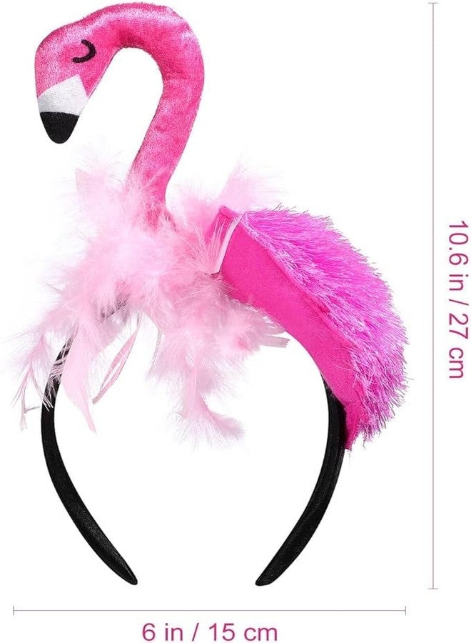 CARMELIT Pink Flamingo Headband Cute Flamingo Hat Creative Flamingo Headdress for Halloween Flamingo Headband for Women Carnival Tropical Party Hair Accessory - Image 3