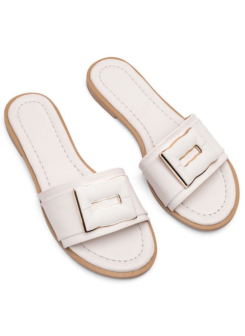 High-quality summer leather slippers SF-50-WHITE