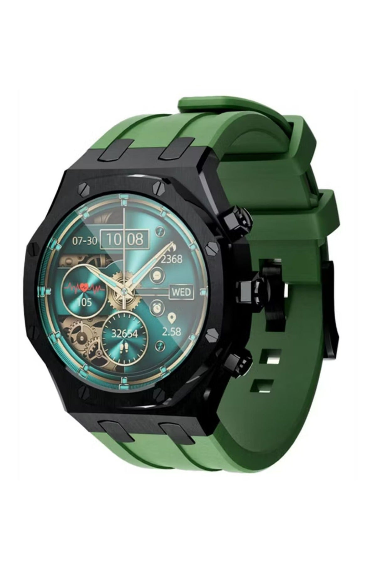 porodo Cristallo AP Smart Watch 49mm with 1.43" AMOLED Display, 466x466p Resolution, 260mAh Lithium Polymer Battery, Bluetooth V3.0, V5.0, IP68, 128MB Flash Memory, 7-15 Days Working Time - Black