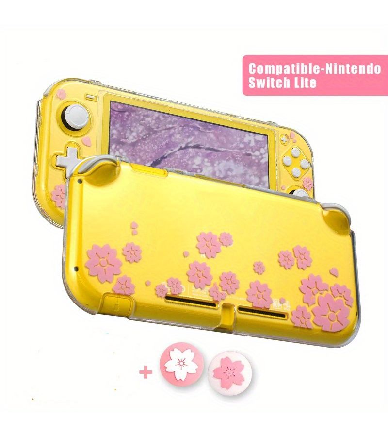 Sakura Theme Clear Protective Case For Nintendo Switch Lite Scratch Resistant PC Hard Shell With Precise Cutouts And Rocker Caps - Image 1