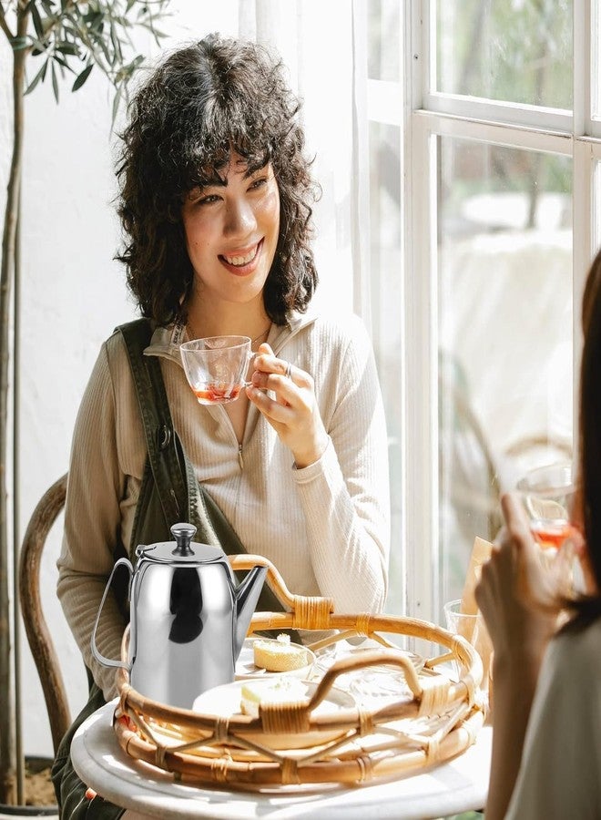 AYNEFY Stainless Steel Teapot,Short Spout Cold Brew Coffee Pot Milk Tea Beverages Making Kettle Cold for Restaurants Conference Rooms Living Room (32 ounces (about 850ML)) - Image 2