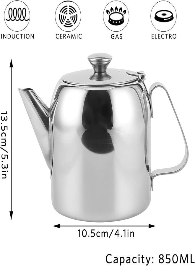 AYNEFY Stainless Steel Teapot,Short Spout Cold Brew Coffee Pot Milk Tea Beverages Making Kettle Cold for Restaurants Conference Rooms Living Room (32 ounces (about 850ML)) - Image 5
