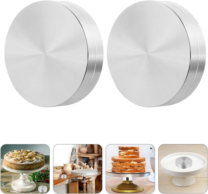 Cake Turntable Bearing and Base Axle 60mm Aluminum Alloy Rotating Stand for Baking and Decorating Pastries, Glass Table Compatible, 2pcs - Image 4