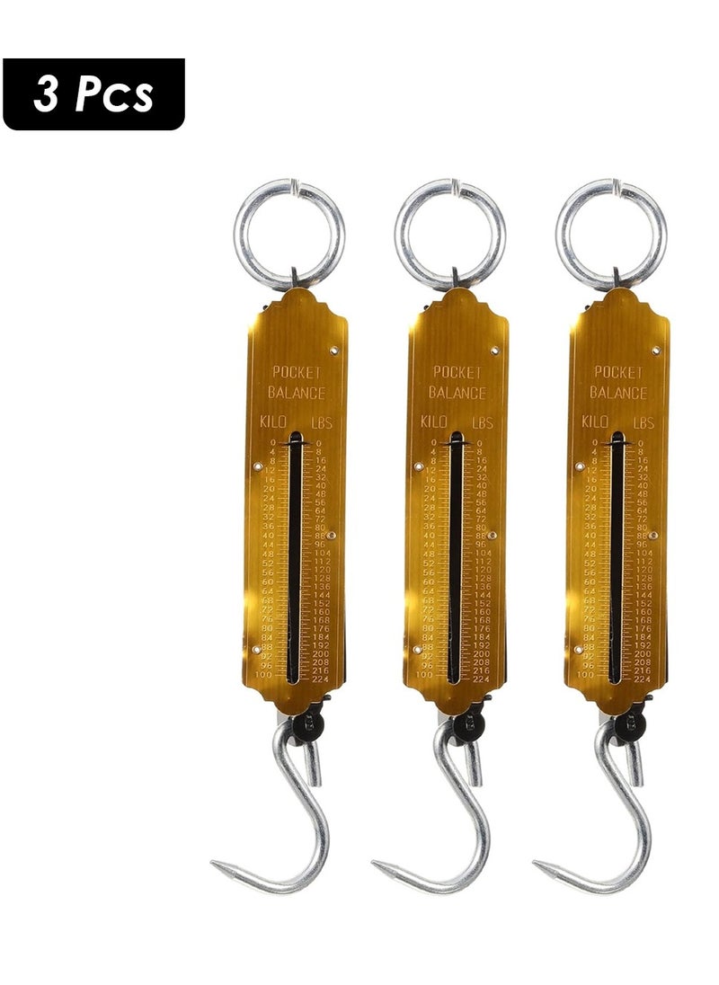 DEFAONS DEFAONS Pocket Balance Spring Scale 100Kg 224LBS Portable Hanging Hook Scale Mechanical Weight Measuring Tool for Travel Fishing Farming and Kitchen Use - 3 pcs  - Image 2