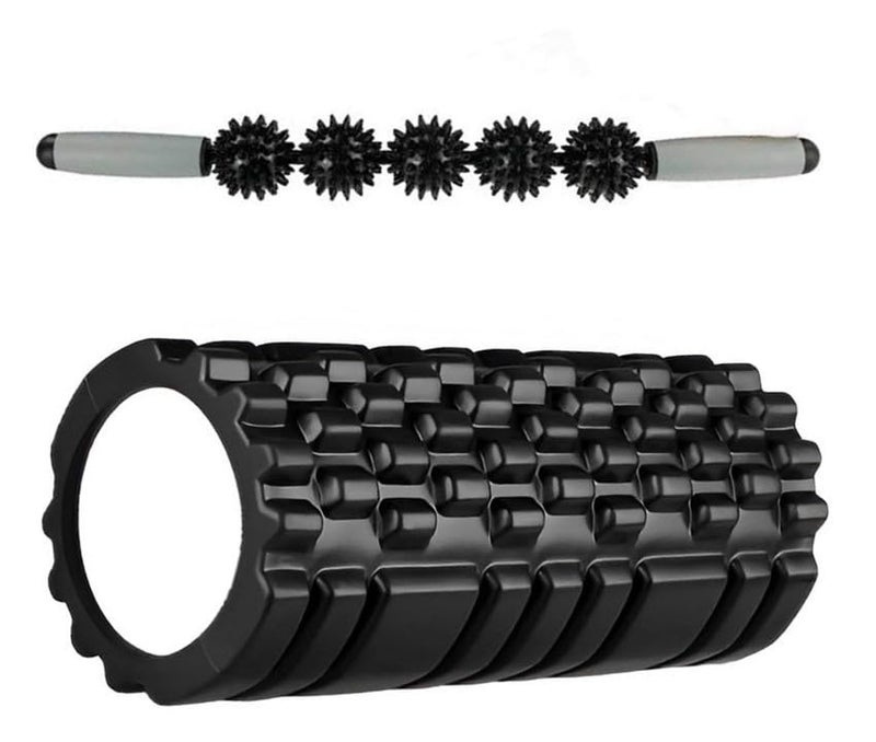 FabSports Muscle Roller Stick - Black. Muscle Relief and Recovery. Massage Stick for Legs, Arms, Back, Neck,Shoulders etc Perfect for Sports/Gym Lovers. Trigger Point Therapy Tool. - Image 1