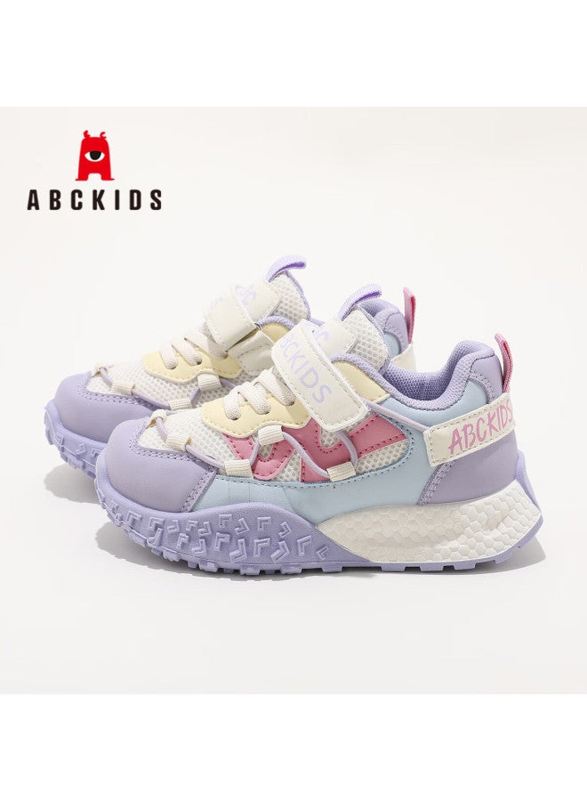 Abc Kids Boys' Sports Shoes  Colorblock Girls' Dad Sneakers Student Running Shoes 3652py Purple Pink Size 36 - Image 5