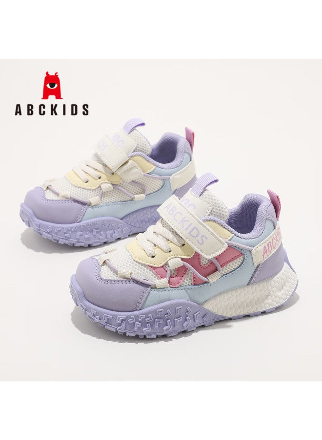 Abc Kids Boys' Sports Shoes  Colorblock Girls' Dad Sneakers Student Running Shoes 3652py Purple Pink Size 36 - Image 1
