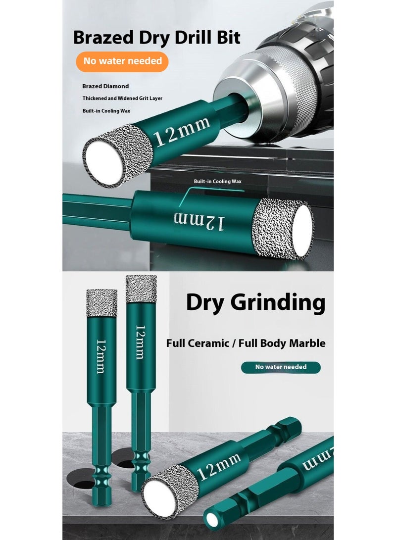 4-Pack Dry Diamond Drill Bits Set – 6/8/10/12mm Vacuum Brazed Hole Saws for Granite, Tile, Ceramic, Marble, Stone & Glass - Image 1